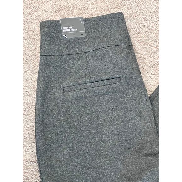 NWT Express Skinny Ankle High Rise Pull On Pants Womens Sz L Gray Stretch Ponte - Picture 2 of 7